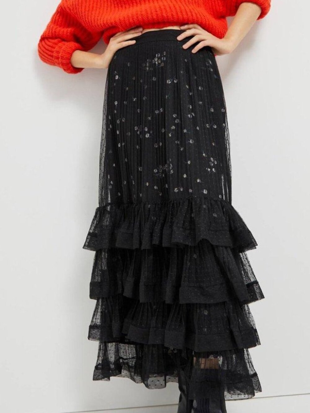 NEW Mare Mare x Anthropologie Luciana tiered tulle sheer maxi skirt whimsigoth S